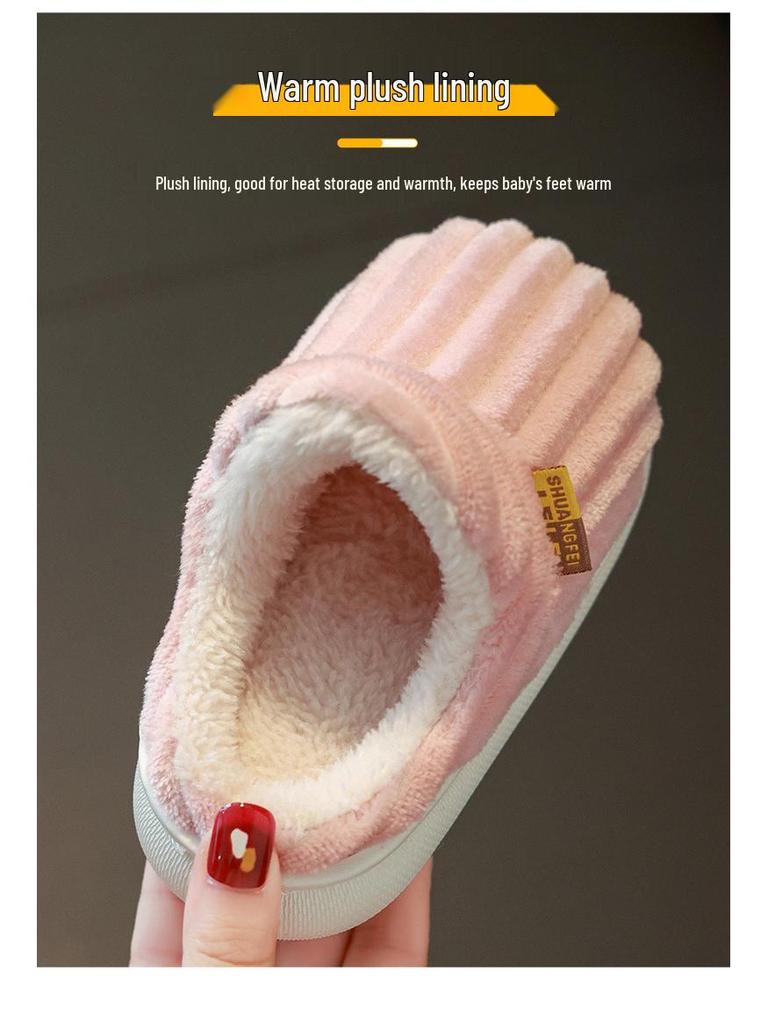 Dětské kreslené plyšové domácí pantofle s uzavřenou patou – Hřejivá bavlna pro chlapce a dívky, Ideální na podzim a zimu