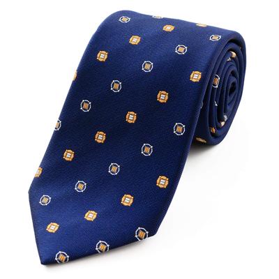 Michiko London Brand Made In Jacquard Small Pattern Necktie, Japan, 100% Silk, Weave, (D Pattern Navy)