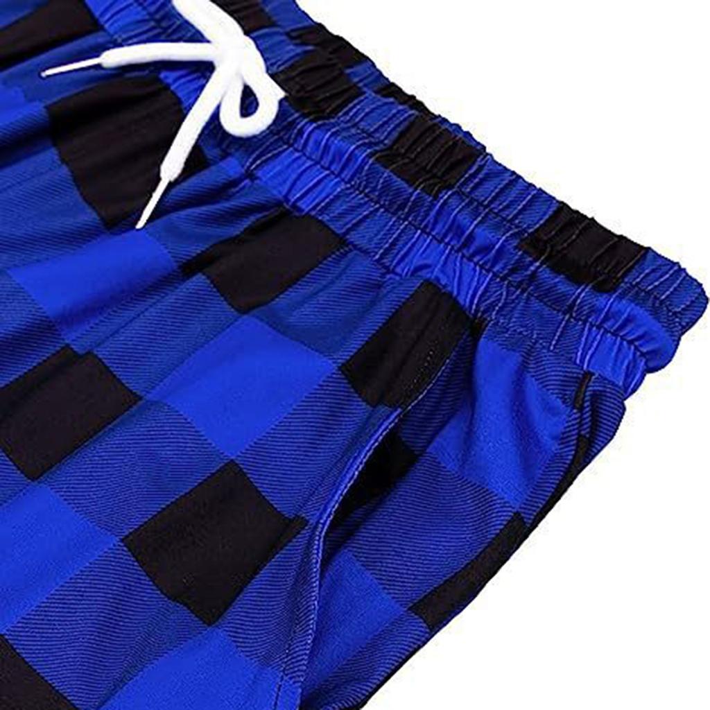 Pantaloni de modă pentru femei cu picioare drepte Pantaloni de pijama confortabili în carouri elastice cu șnur