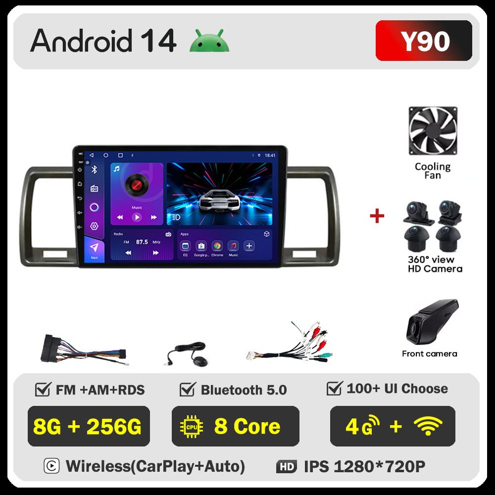 Car Multimedia Player For Toyota Hiace 2010 2011 2013-2018 Car Radio Player Intelligent Car Systems GPS Navigation Android 14