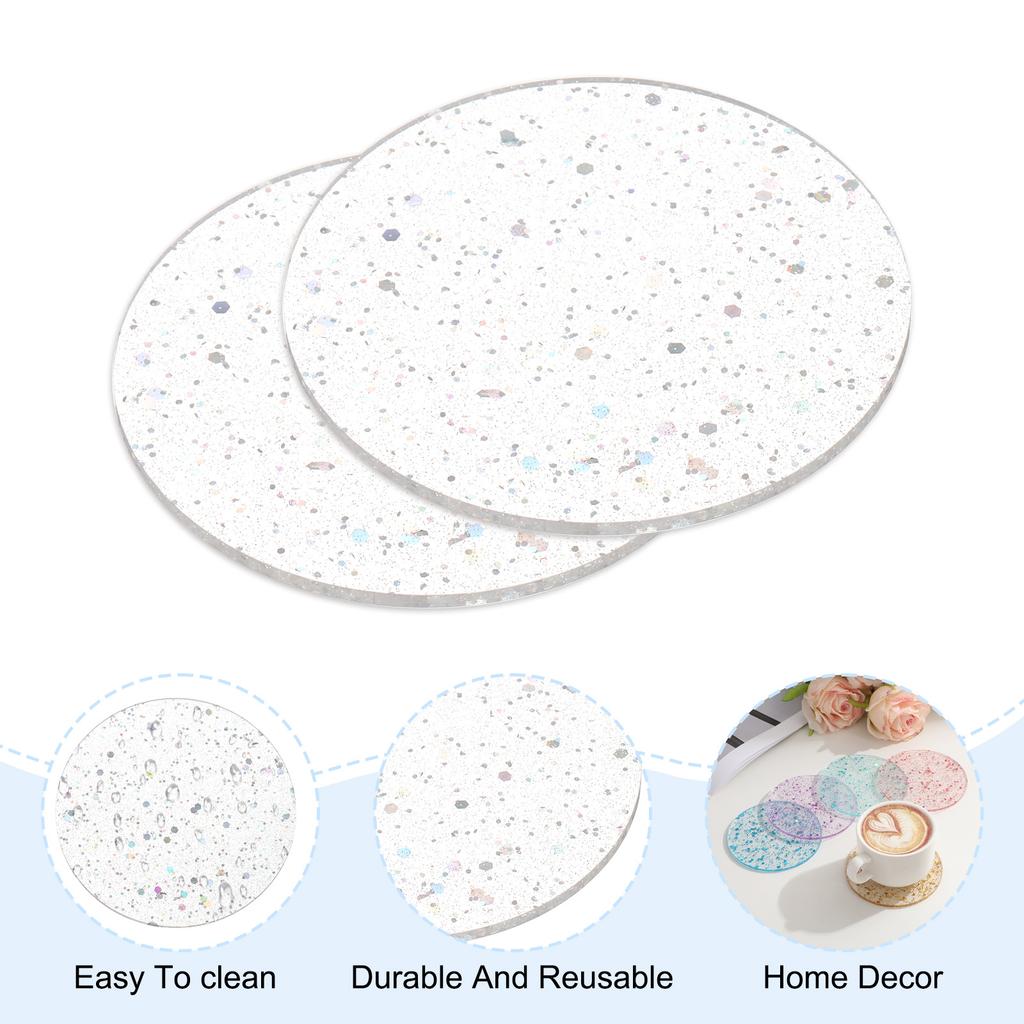 2pcs Foil Acrylic Cup Coasters Round Acrylic Drink Coaster Decorative Plates for Tabletop Protection Bar Home Decor