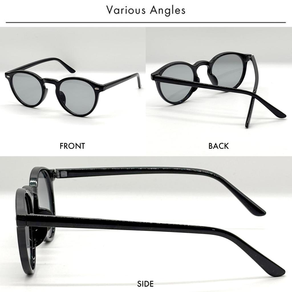 Black x Light Smoke Fashion UV Colored Round [FashionBerry] Boston-style Sunglasses, Glasses, 99% Protection, Lightweight, Lenses/Clear Lenses,