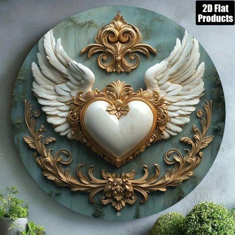 

Metal Wall Art Feather Pattern Heart Exotic for Bar Decor
