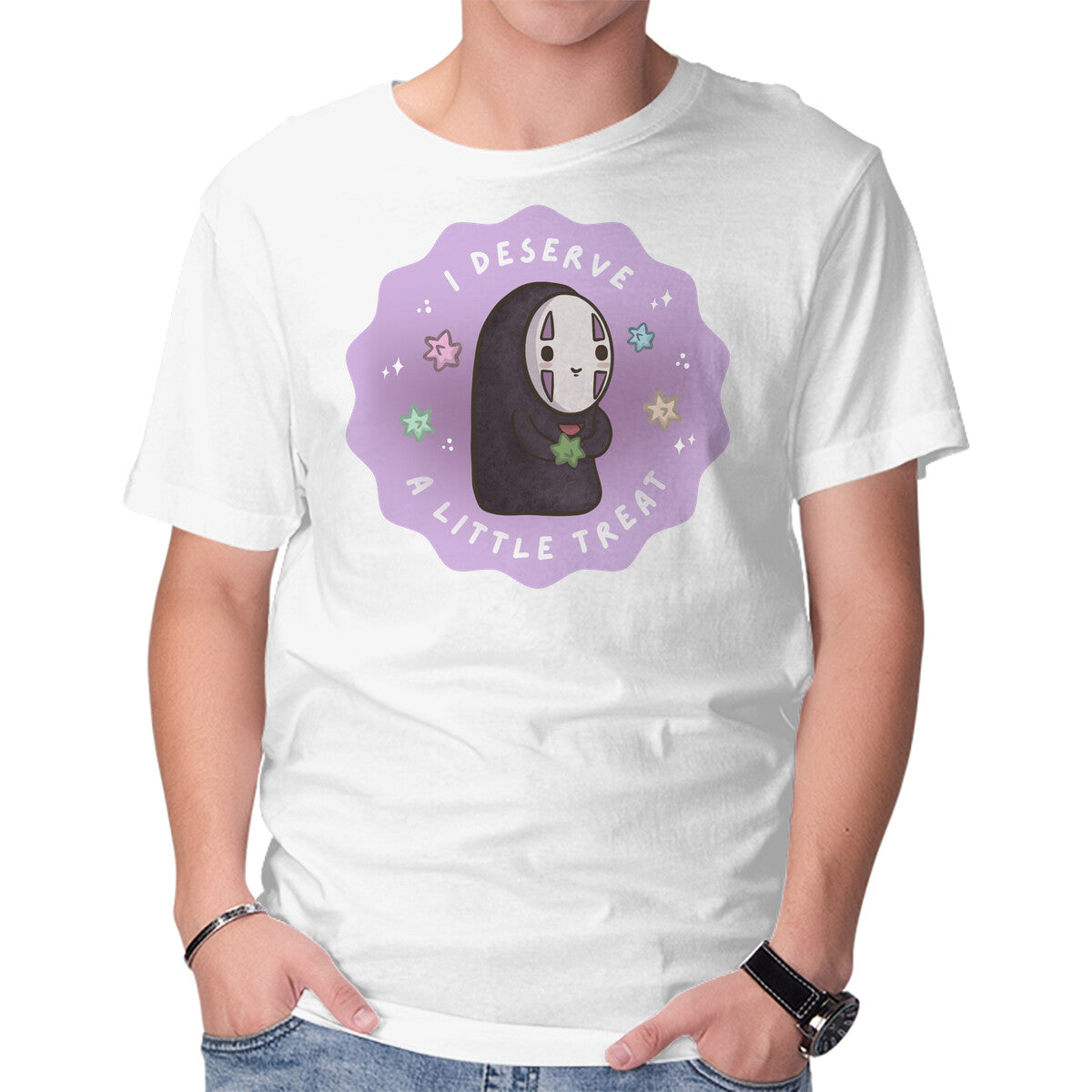 Unisex Crew Neck T-Shirt I Deserve A Little Treat Graphic Short Sleeve Casual Tee L