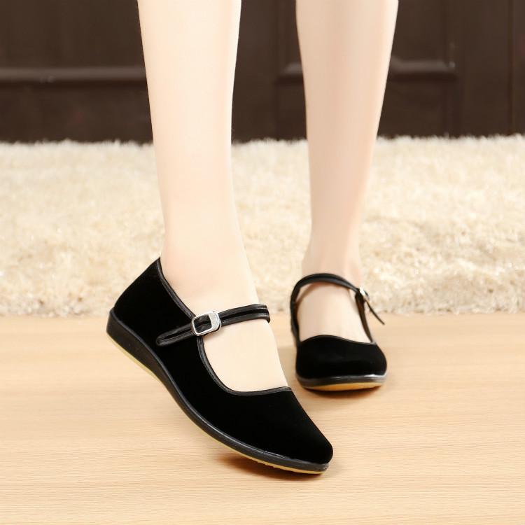 Damen Schwarze Samtstoffschuhe im Alten Peking-Stil mit Rindensehnensohle, Ideal für Arbeit und Freizeit.