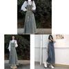 Denim Overall Dress For Women Summer Water Wash Slim Fit With Waist Tie For Casual And Travel