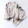 Spring and Autumn Ladies Cute Cartoon Floral Viscose Fiber Pajamas Two-piece Long-sleeved Home Service Cotton Summer Thin Shorts