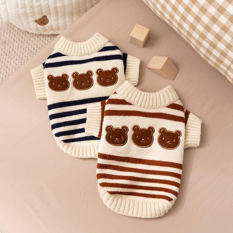 Warm Striped Pet Sweater Small To Medium Dogs Cats Winter Knit Clothing