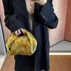 Gold Patterned Women's Handbag 2025 New Design Pleated Cloud Bag Fashion Satin Dumpling Bag