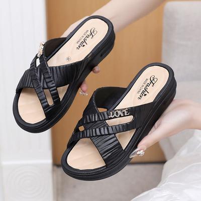 Novas Pantufas Antiderrapantes com Aumento de Altura para Uso Externo e Doméstico Feminino Pantufas Frescas Femininas