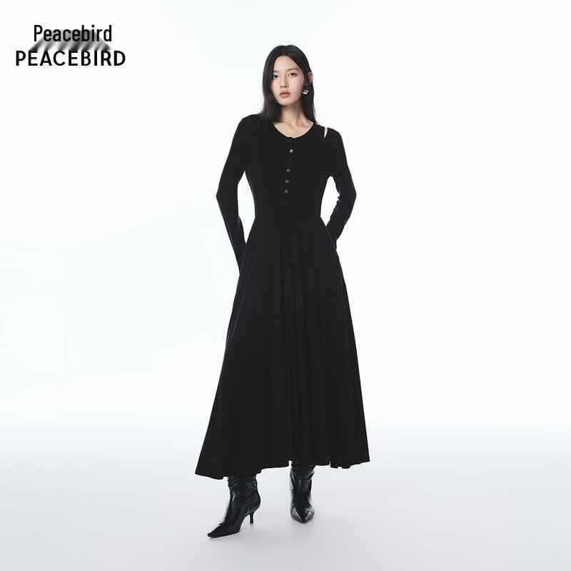 PEACEBIRD Women s Long Sleeve Knit Dress L чёрный