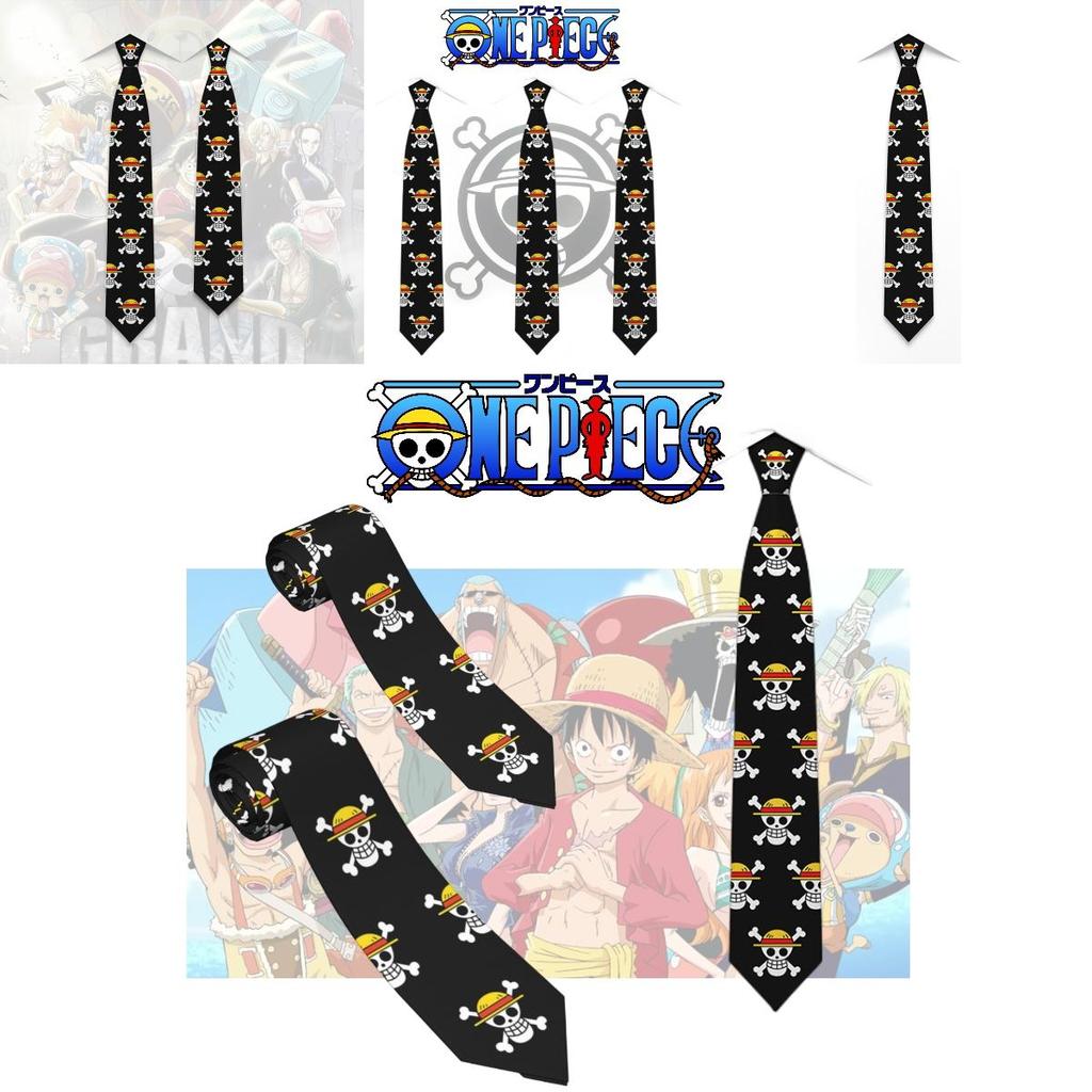 Stylish One Piece Anime Necktie With Skull Pattern