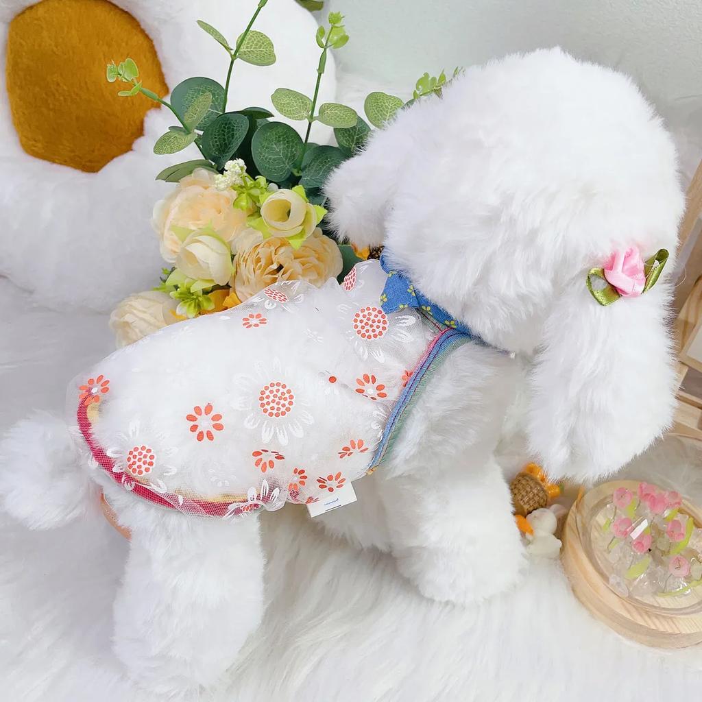 Hunde Süßes Netz-Erdbeer-Camisole Haustier-Kirsch-Camisole Sonnenschutz-Netz Teddybären Malteser Hund Welpenkleidung Hundekühlweste