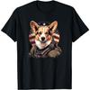 Military Corgi Graphic Tee Patriotic Dog Lover Men's Round Neck T-Shirt