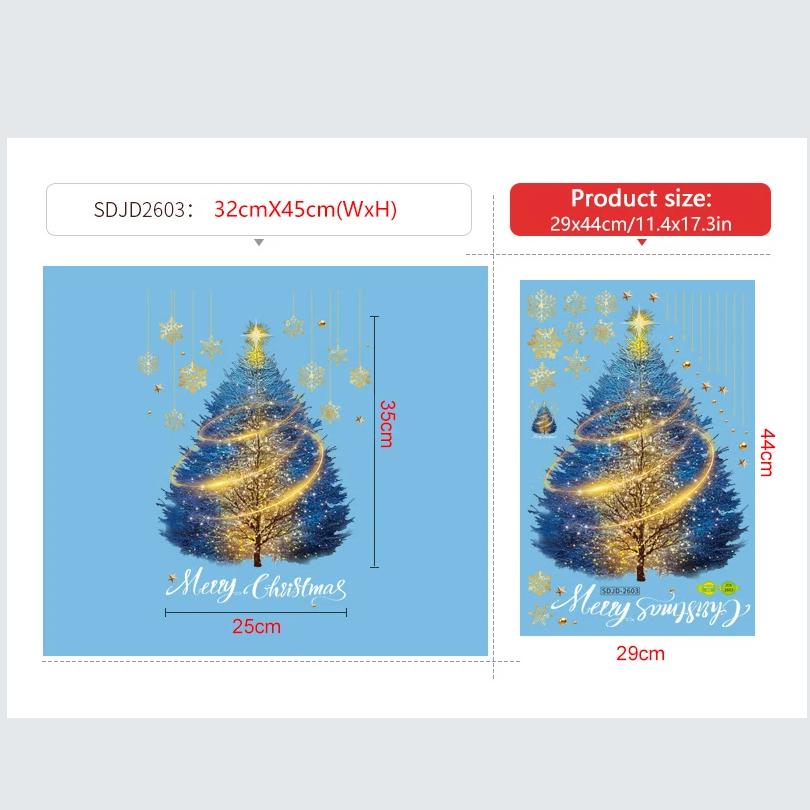 Adesivi per Vetrine Capodanno 2025 Decorazione Natalizia Babbo Natale Pupazzo di Neve Adesivo Albero di Natale Decorazione Vetro Decalcomania Regalo di Natale