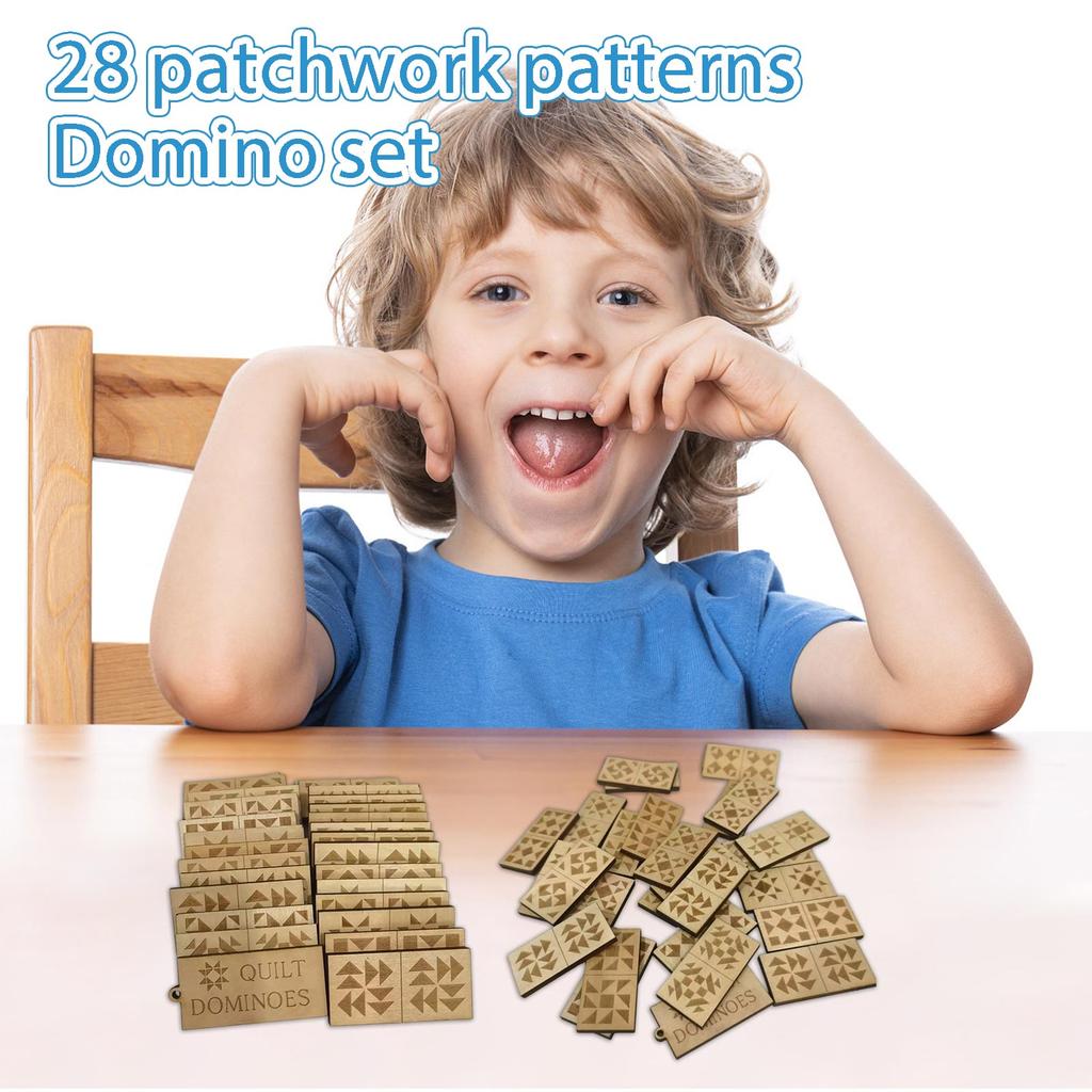 28 Kafelków Blok Kołdry Domino Set, Drewniane Grawerowane Domino Gra Dla Dorosłych