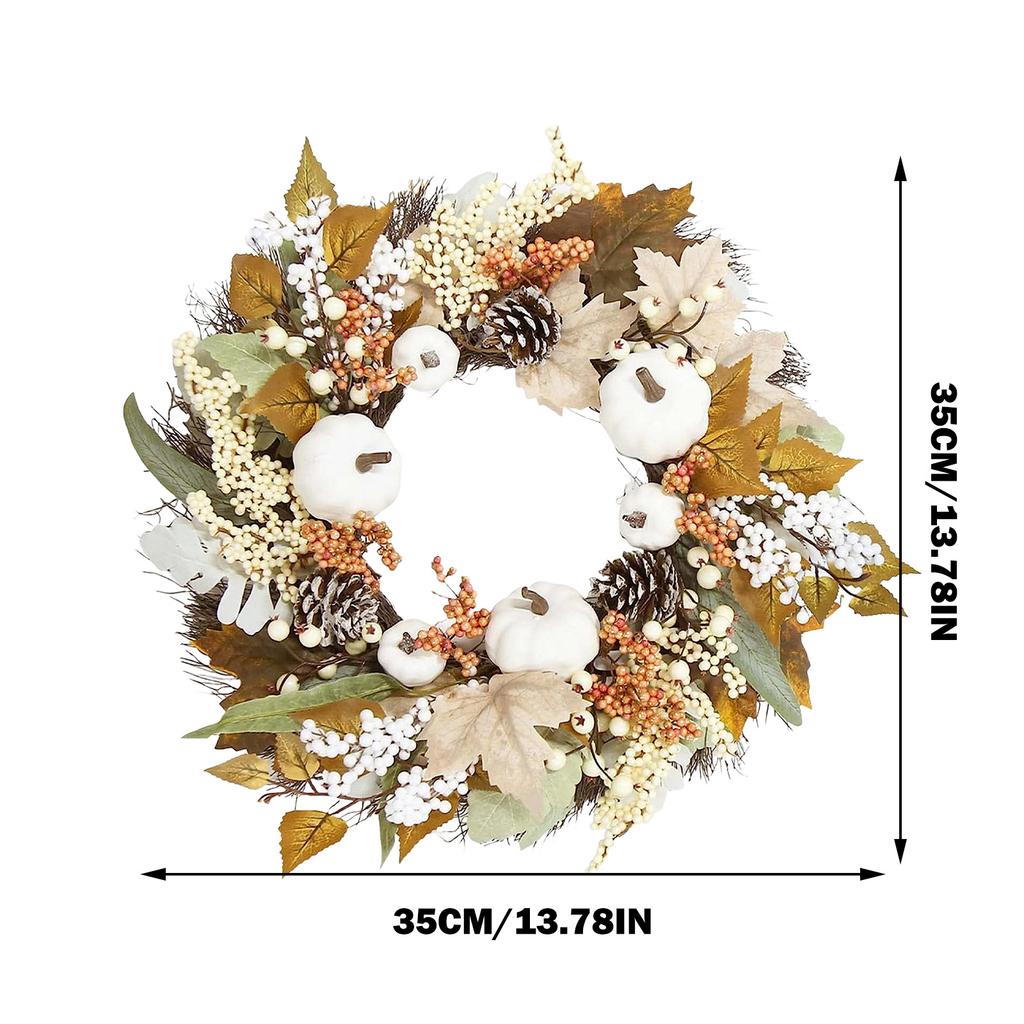 1PC Thanksgiving Wreath Artificial Pinecone Berry Pumpkin Maple Leaf Wreaths Wall Hanging Garland Autumn Farmhouse Decoration