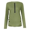 Womens Casual  Zipper Longsleeved Neck Button Tshirt Top