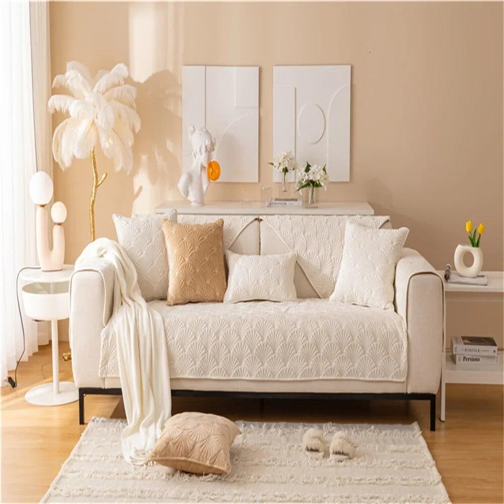 

Веерообразная диванная подушка, современная простая супермягкая нескользящая диванная подушка, полотенце, осенне-зимний плюш 70x70cm 1pcs