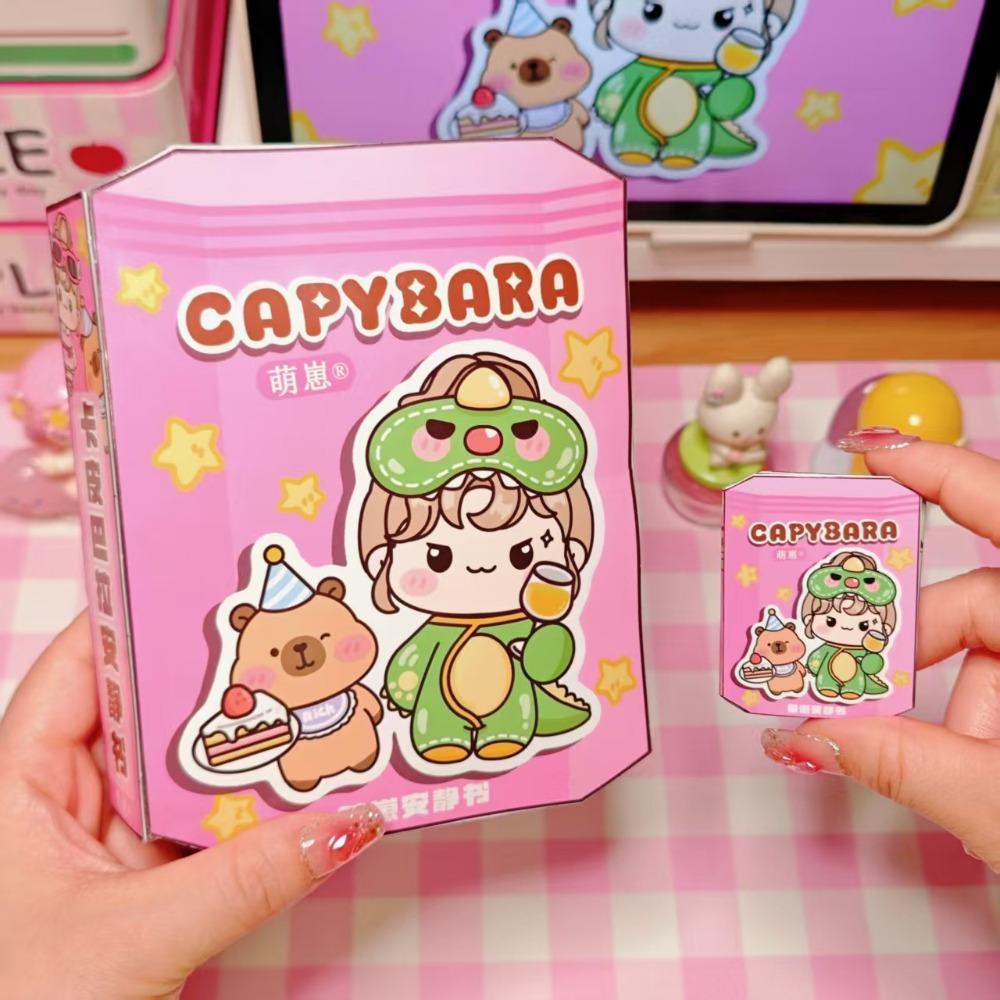 

Educational Capybala Quiet Book Early Learning 3D Sticker Book DIY Pinch Toy Book Interactive Play розовый