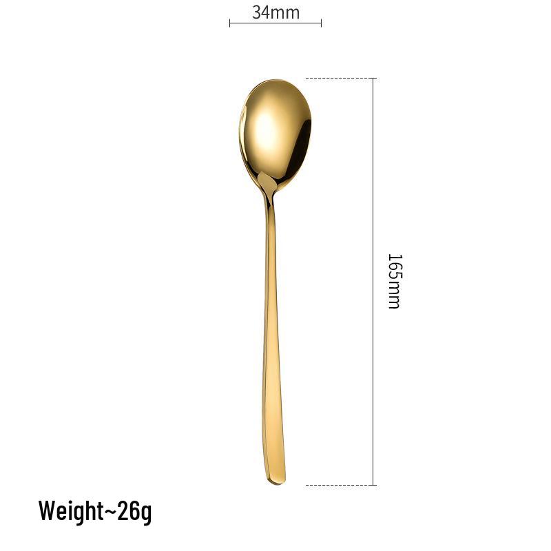Thickened Long Handle Stainless Steel Korean Spoon & Fork Set for Dessert, Soup, and Ladling