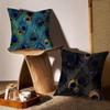 Peacock Texture Cushion Cover Anti-dustmite Pillowcase Invisible Zipper Silky Short Plush Sofa Cushion Cover