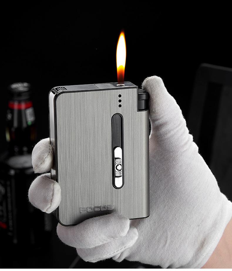 Focus YH026A10 Automatic Pop-up Cigarette Case & Lighter - Portable, Moisture-Proof, Pressure-Resistant