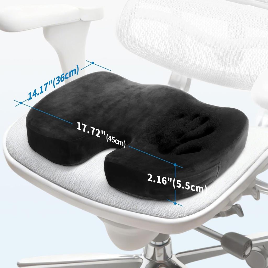 Car Seat Cushion, Memory Foam Cushion Non Slip for Wheelchair, Cars, Desk, Gaming & Office Chairs, Ergonomic Cushions Pad for Tailbone Pain Relief
