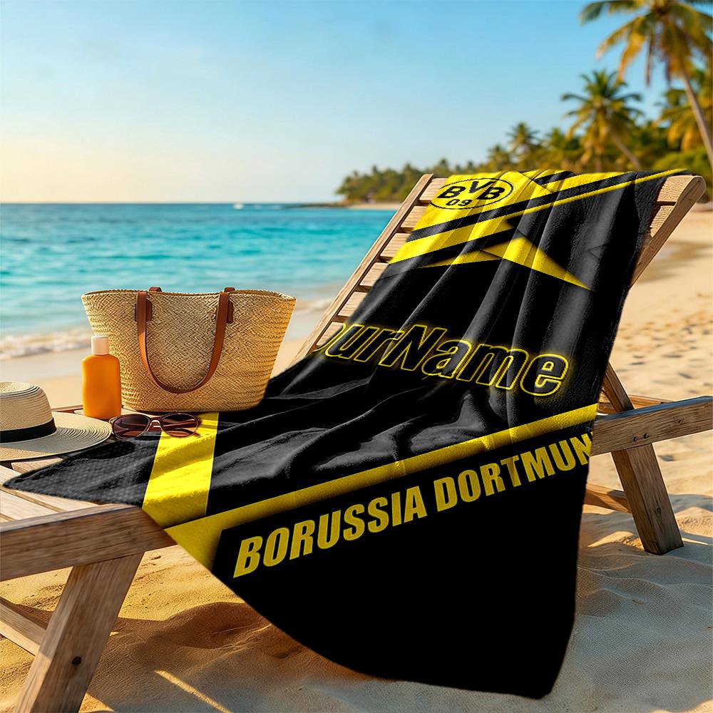 Borussia Dortmund Customizable Name Beach Towel High Absorbency & Quick-Dry