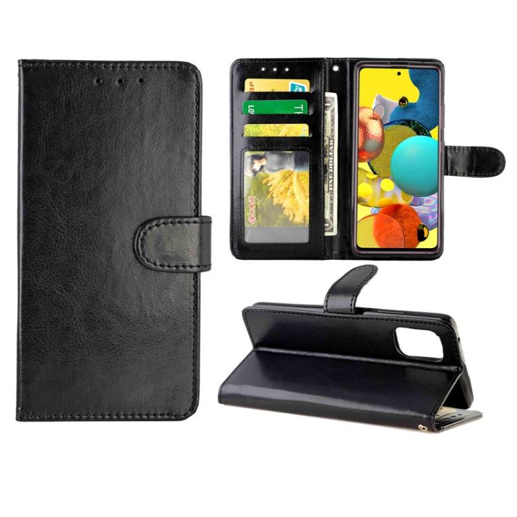 

Crazy Horse Texture Leather Horizontal Flip Protective Case with Holder & Card Slots & Wallet & Photo Frame For Samsung Galaxy A51 5G чёрный