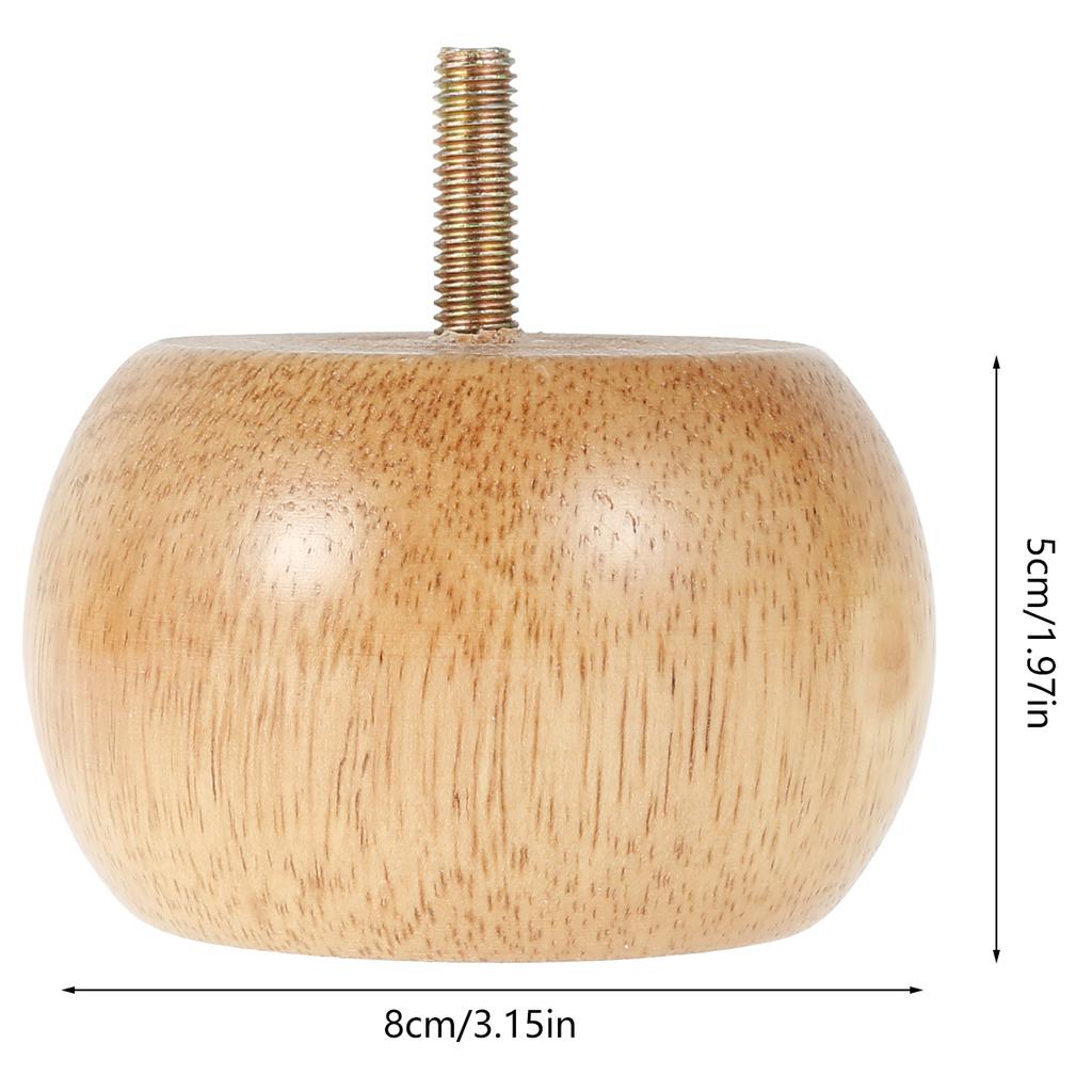 4 Pcs Furniture Legs Wooden Solid Furniture Feet Round Foot Table Feet Non-slip Chair Reet with 4 Screws DIY