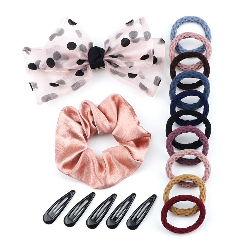 17PCS/Set Elastic Basic Hair Bands Hairpins Fashion Rubber Band for Women Girls Hair Clips Ties Headwear Hair Accessories Gifts