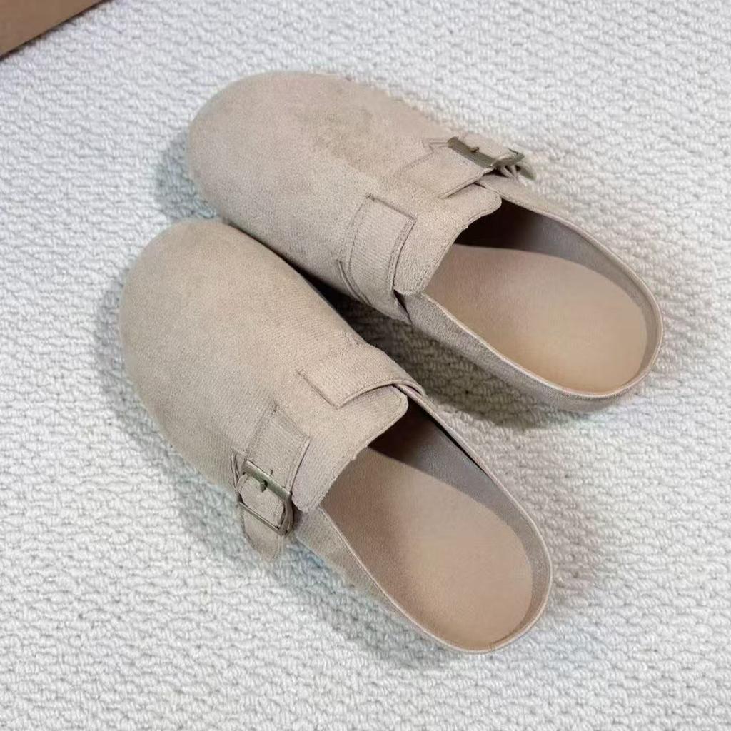 Baotou cool slippers, new matte leather thick-soled lazy Muller shoes in spring