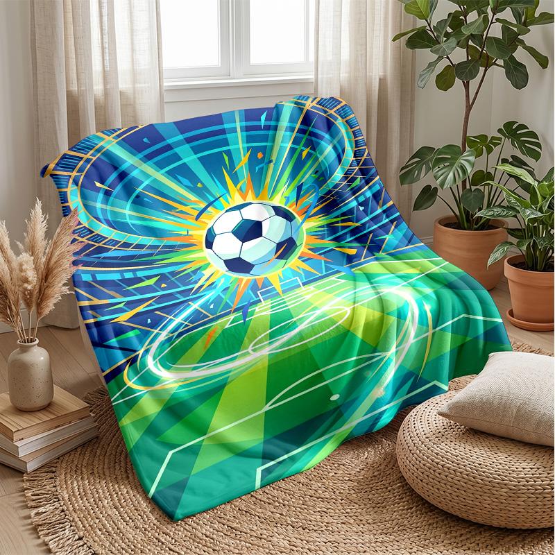 Soccer Ball in Motion 2 Theme blanket Lightweight Warm Flannel Blanket Decorative Throw Blanket for Home Decoration