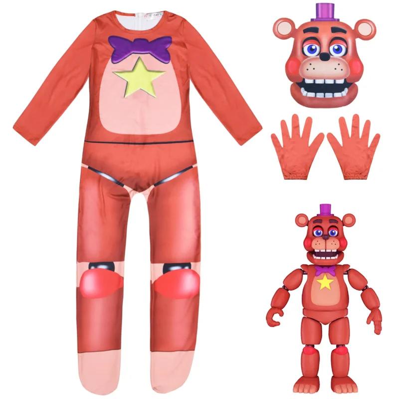 Fancy Halloween Costume for Kids Five Nights Freddyed Jumpsuit Cosplay Nightmare Bonnie Fnaf Freddy Anime Christmas Gift for K U
