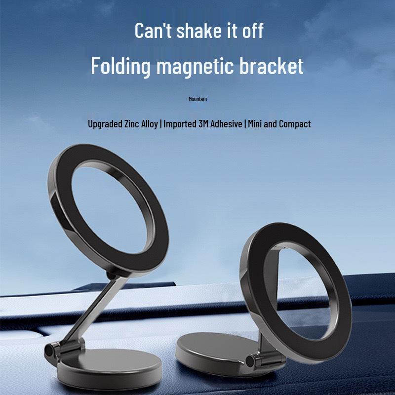 Magnetic Rotating Phone Holder for Car Dashboard - Strong Zinc Alloy with Magsafe Back Sticker