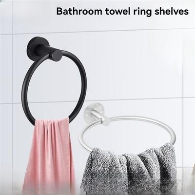 1pc Stainless Steel Towel Hanging Bathroom Circular Towel Rack Hardware Pendant Wall Mounted Bathroom Towel Storage Rack