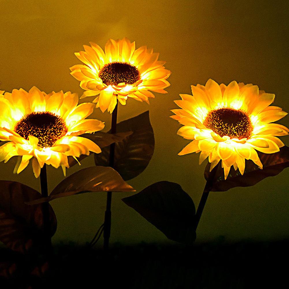 LED Sunflower Lawn Atmosphere Light Waterproof Solar Path Yard Lights  Easy Installation Automatic Switch for Home Garden