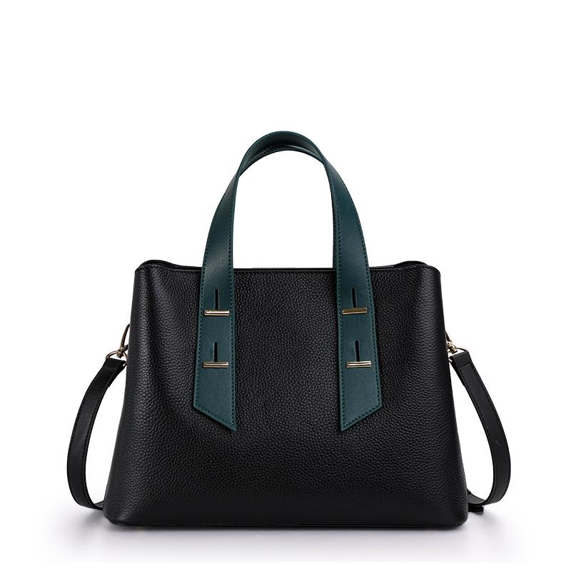 Aidrani New fashionable women's handbag, made of cowhide material with color blocking design, black official bag