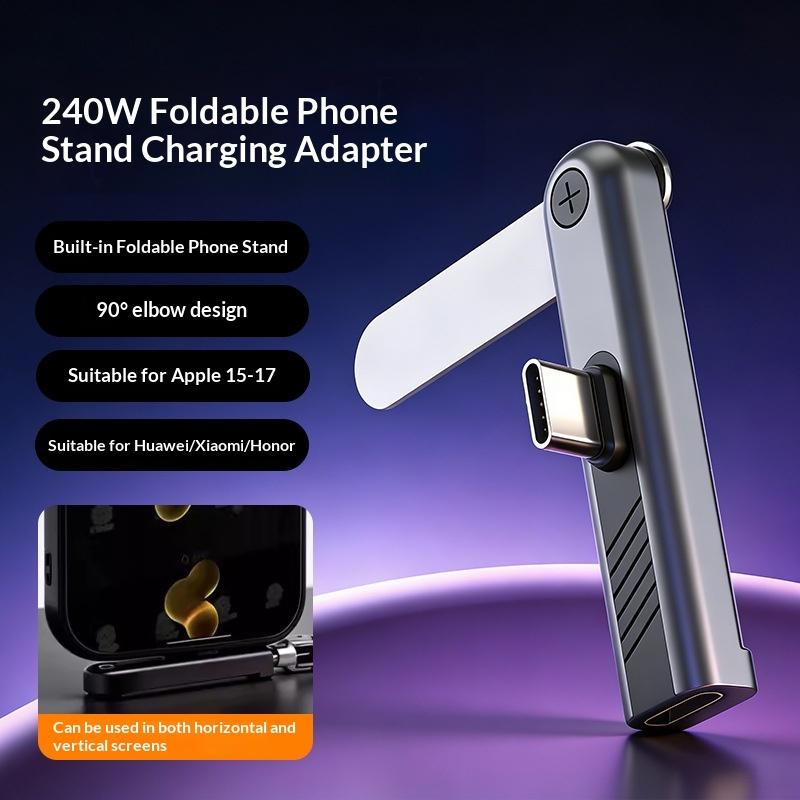 240W Usb C To Usb C 360° Rotating Bracket Adapter Type C Fast Super Charging Phone Cable Stand Adapter For Phone