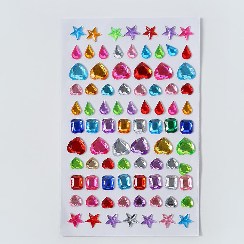 Children's 3D Crystal Gem Cartoon Stickers: Shiny Princess Rewards & Educational Stationery