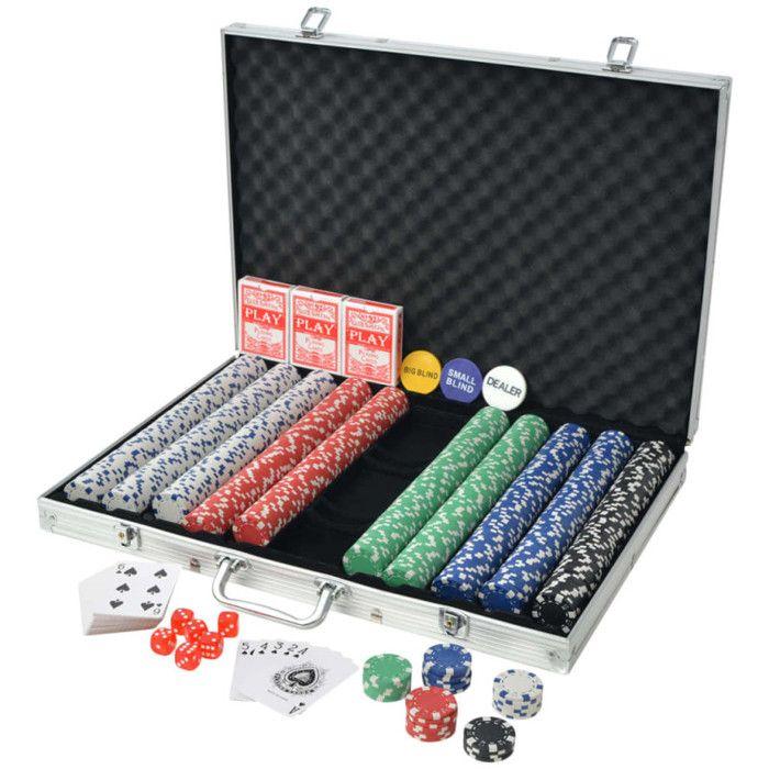 VidaXL Poker Set with 1000 Aluminum Chips