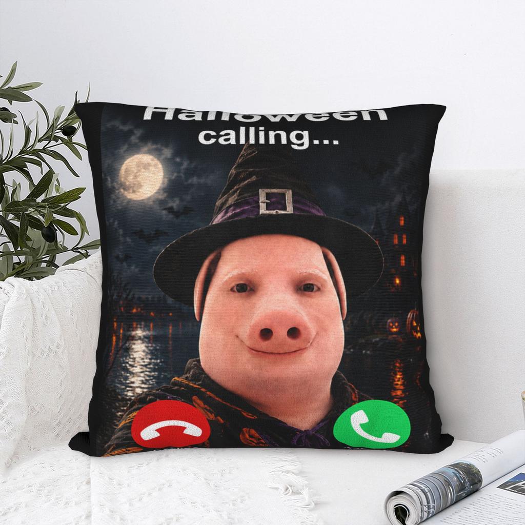 John Pork Halloween Brainrot Meme Pillowcases Kawaii Pillow Case For Sofa Car Home Decor Soft Pillow Cover