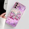 Diamond bow metal paint glass phone case suitable for Samsung Galaxy S26 S25 S24 S22 S21 S20 FE/Ultra/Plus anti drop back cover