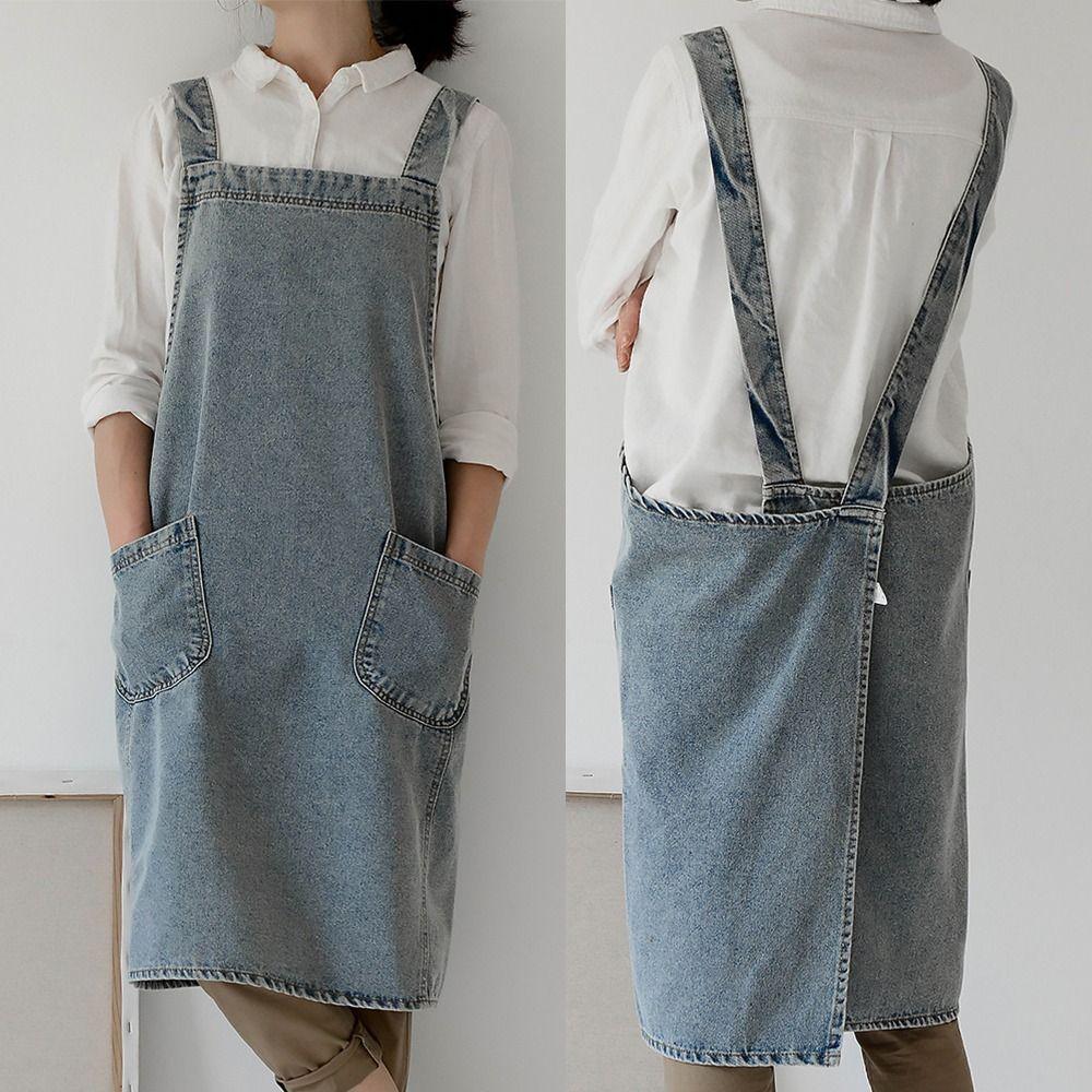Canvas Gardening Baking Apron Antifouling Kitchen Aprons Japanese Denim Apron  Chef and Servers