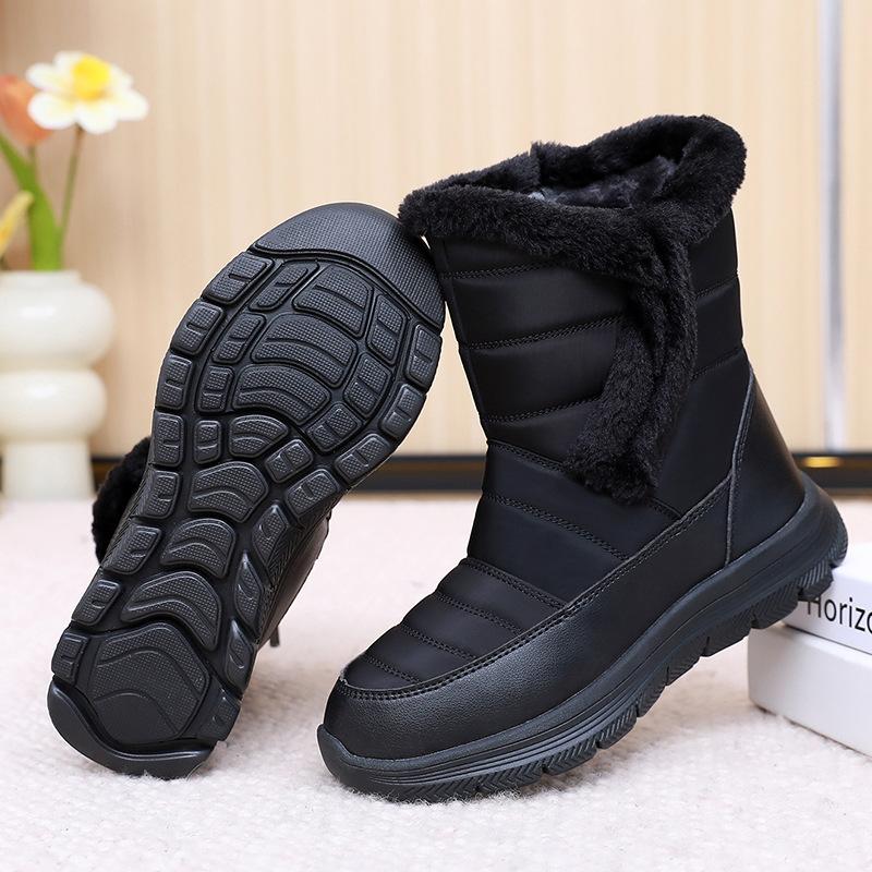 Snow Boots Women's Winter Cotton Shoes Medium Boots Medium Boots Piled Thickened Casual Large Size