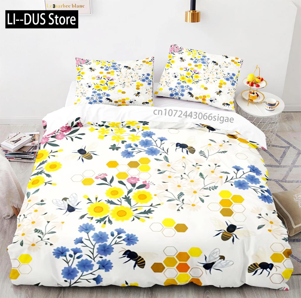 Hardworking Bee Bedding Set Single Twin Full Queen King Size Bee Bed Set Aldult Kid Bedroom Duvetcover Sets with Pillowcase