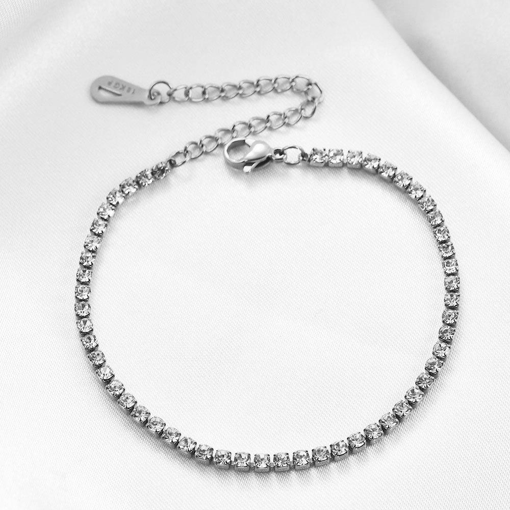 3MM Zircon Inlaid Stainless Steel Bracelet - Modern & Versatile Design