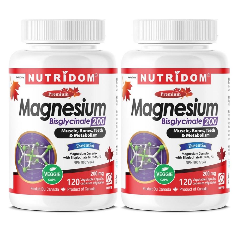 Nutridom Magnesium Bisglycinate 200mg 120 Capsules 2 pcs