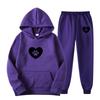 Womens Casual Hooded Sweatshirt Set Loose Fit College Style Printed Long Sleeve Top Drawstring Pants